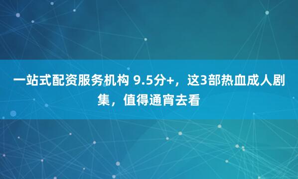 一站式配资服务机构 9.5分+，这3部热血成人剧集，值得通宵去看