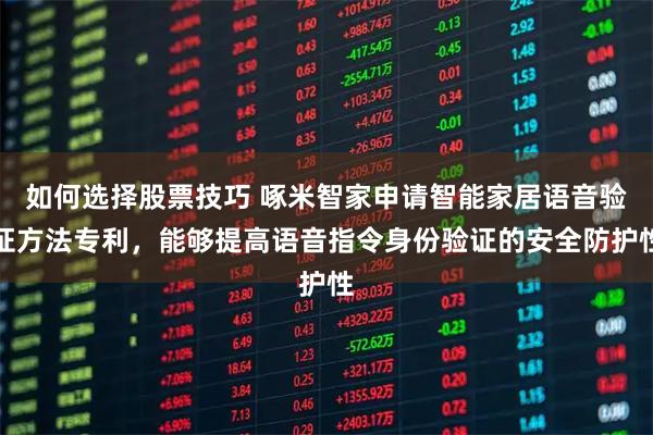 如何选择股票技巧 啄米智家申请智能家居语音验证方法专利，能够提高语音指令身份验证的安全防护性